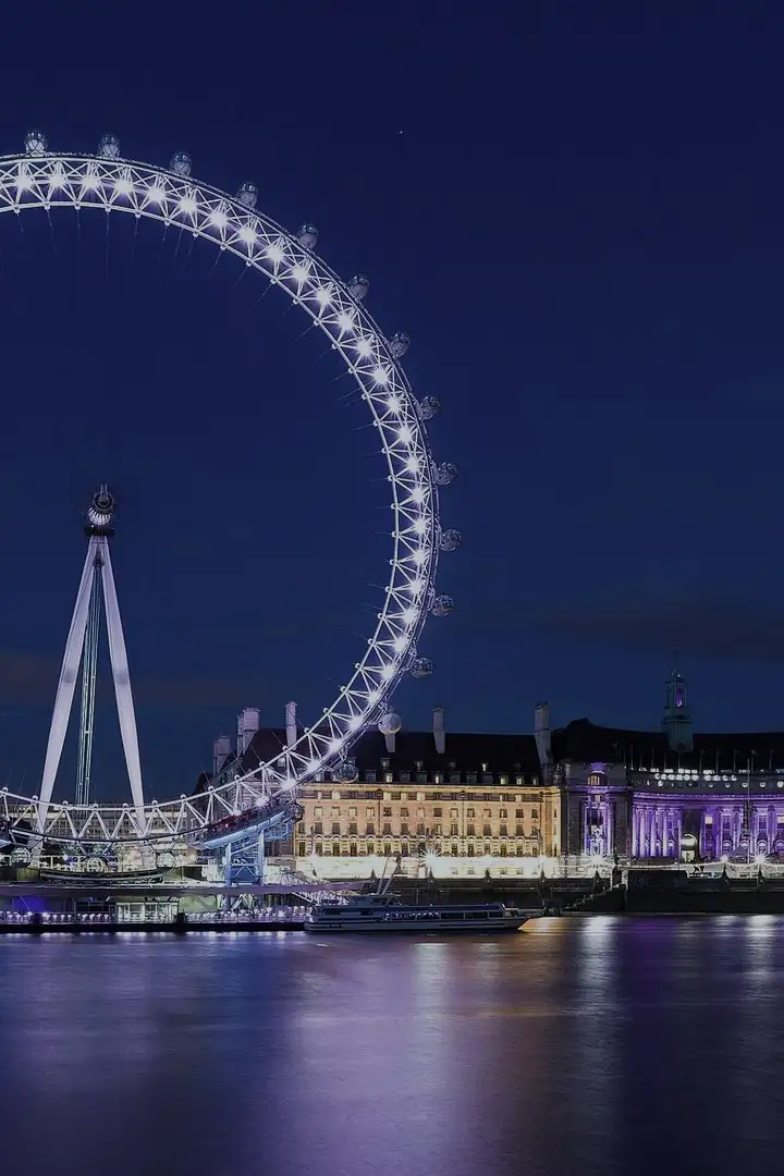 The London Eye on the Thames at night